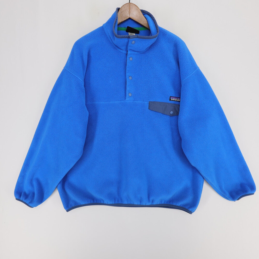 Patagonia Synchilla Snap T Pullover Mens XL Blue Fleece Outdoor Pocket Warm